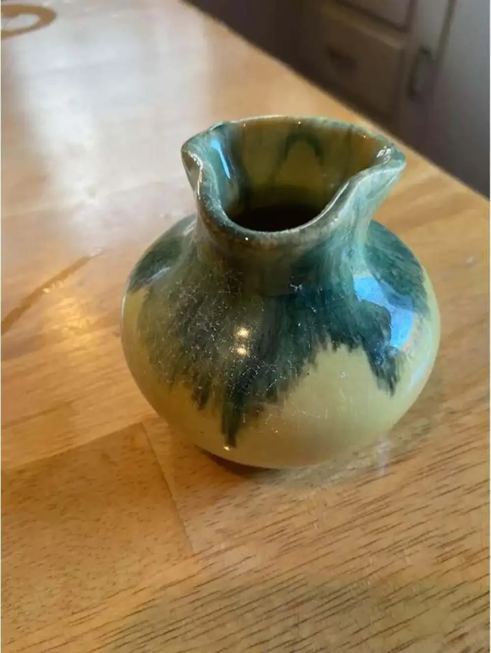 Drip glaze green and yellow but vase
